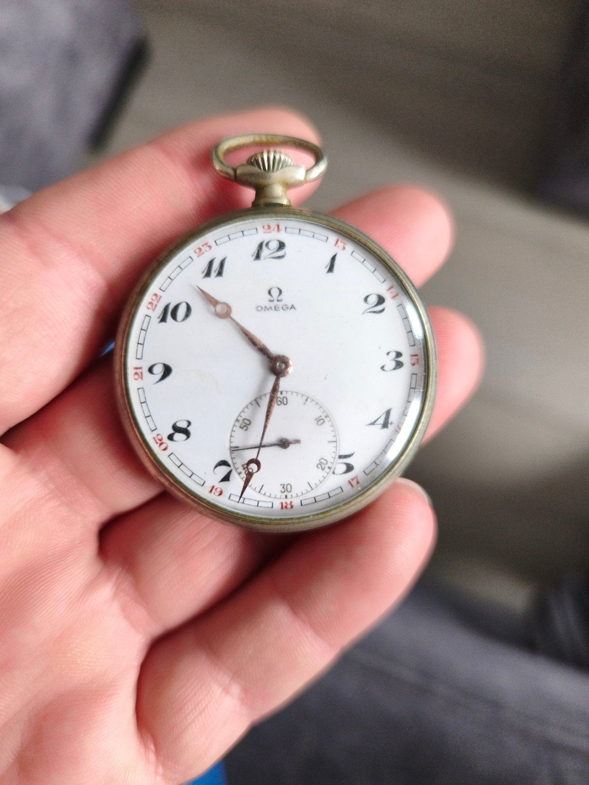 Antiek Omega zakhorloge - loopt niet, Overige materialen, Zakhorloge, 1900 tot 1930, Ophalen of Verzenden