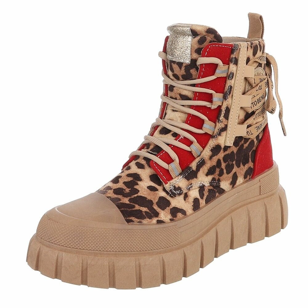 Dames veterboots laarzen panterprint rood 36 37 38 39 40 41, Info@lunamex.com, Lage of Enkellaarzen, Nieuw, Lunamex Trading