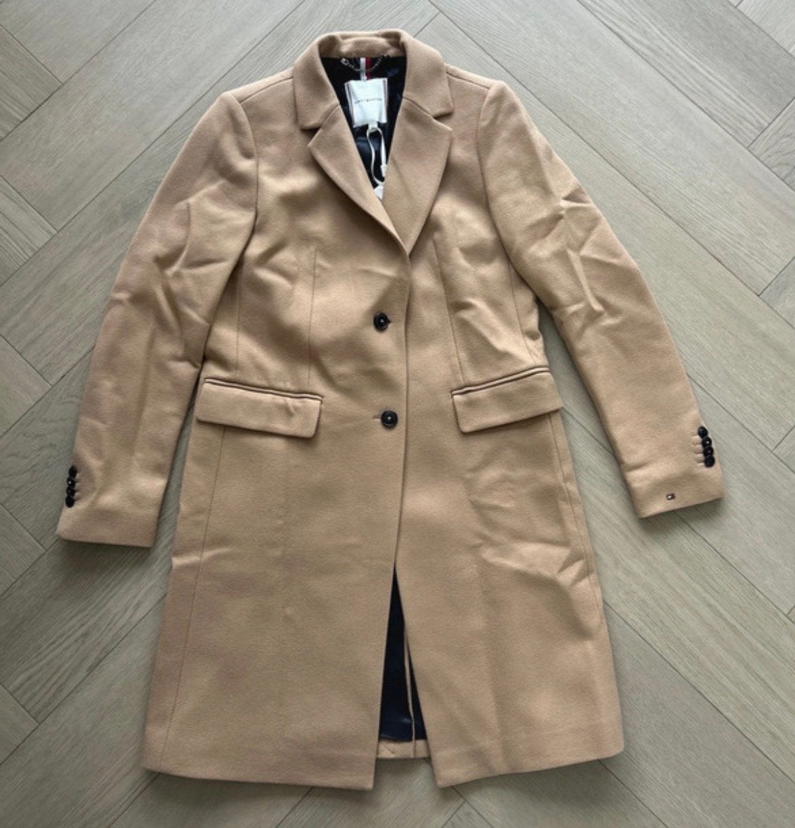 Nieuwe Tommy Hilfiger coat THESS classicus maat 36, Ophalen of Verzenden, Zo goed als nieuw, Maat 36 (S), Beige