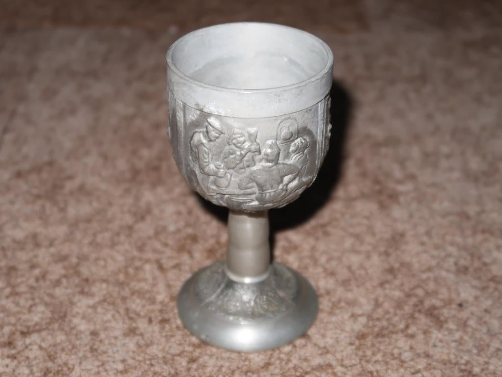 vintage tinnen Römer, oud Duits wijnglas (goblet) van tin, Verzenden