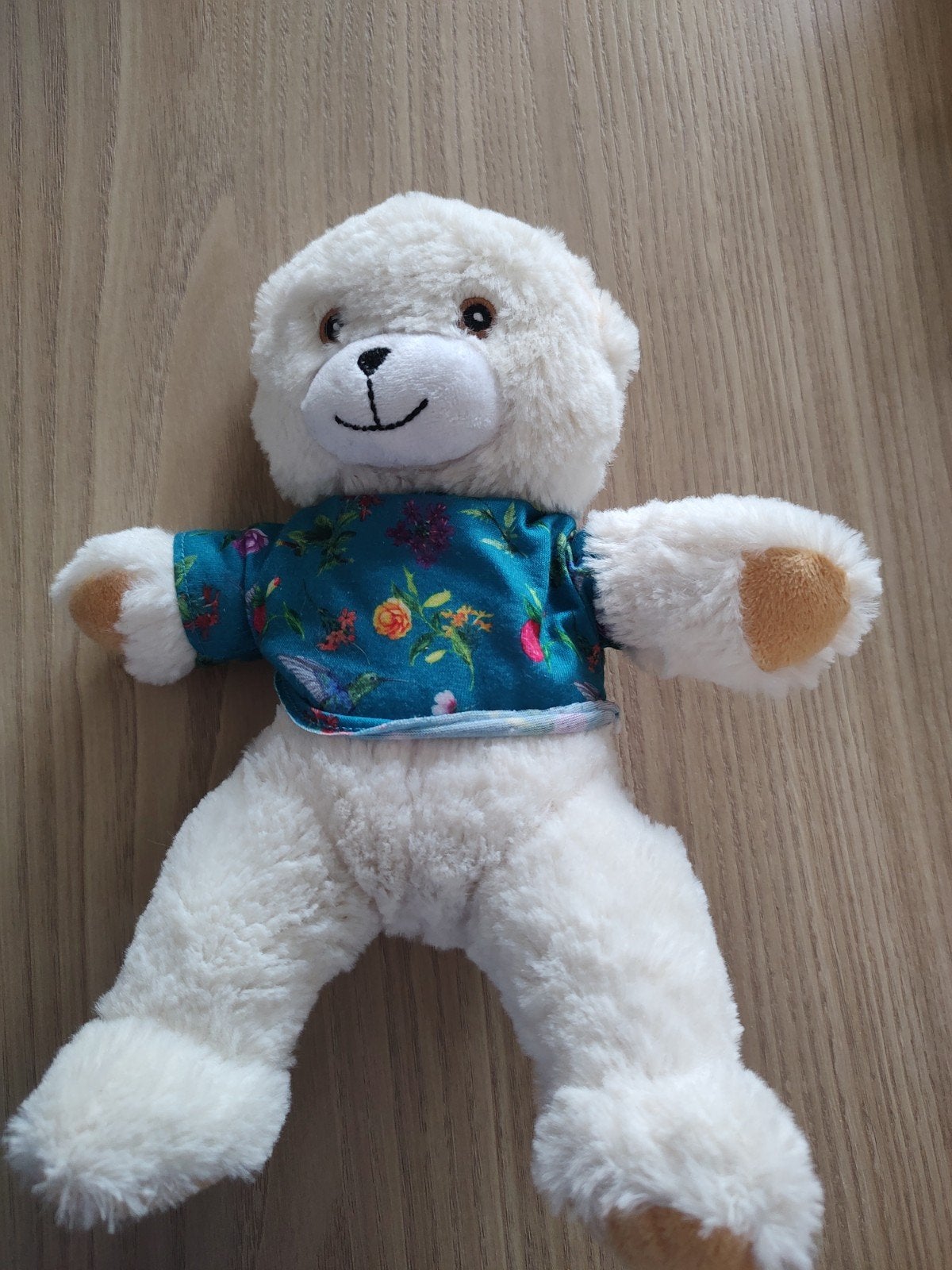 Zachte Witte Knuffelbeer met Bloemen T-shirt - Robijn, Ophalen of Verzenden, Zo goed als nieuw, Beer