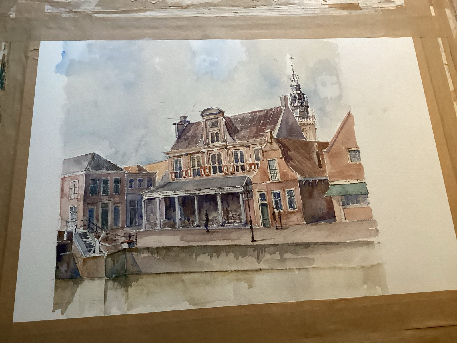 De Weagh  Monnickendam - Aquarel van Victor Bouter, Antiek en Kunst, Realistisch, Ophalen of Verzenden, Handgeschilderd, Aquarel