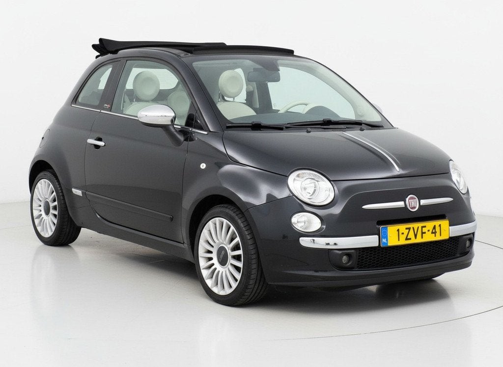 Fiat 500 C 0.9 TwinAir Turbo Lounge|Cabrio|Xenon|Parkeersens, Auto's, Stof, Euro 6, Cabriolet, Zwart