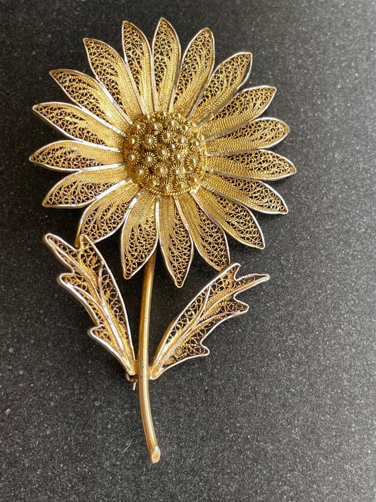 Broche filigraan | bloem, Sieraden, Tassen en Uiterlijk, Broches, Ophalen, Overige materialen, 4 tot 7 cm, Gebruikt
