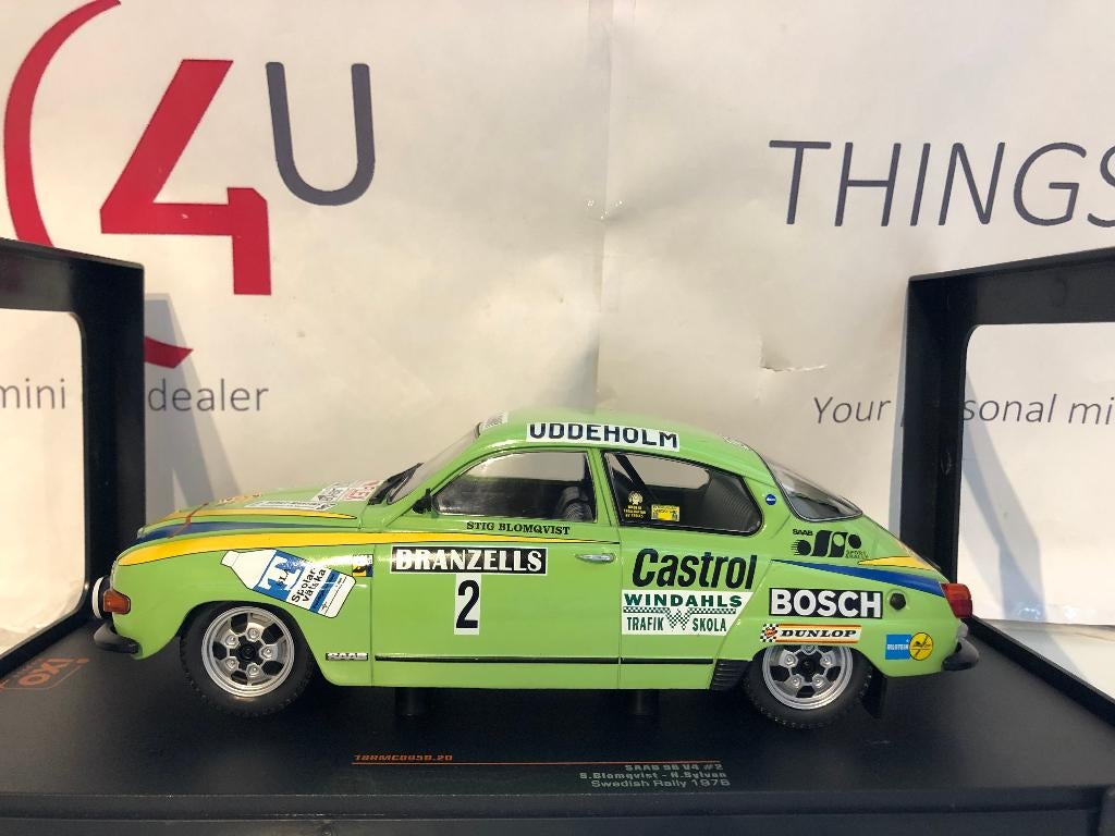 Ixo 1:18 Saab 96 V4 No.2, Rally Zweden 1976 Sylan/Blomqvist, Ophalen of Verzenden, Nieuw, Auto, Overige merken