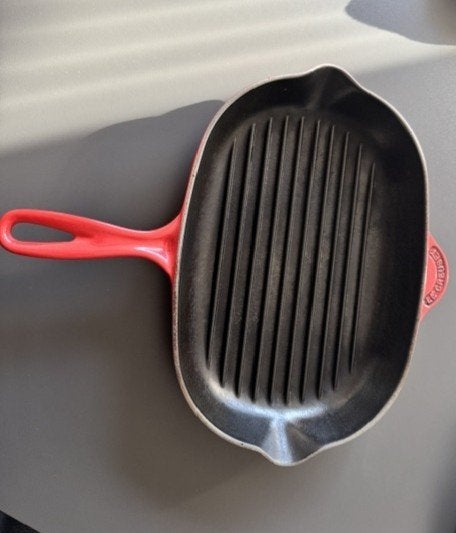 Grillpan Creuset ovaal 32 cm, Huis en Inrichting, Gietijzer, Overige typen, Le Creuset, Ophalen of Verzenden