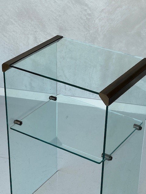 Gallotti & Radice bijzettafel vintage design side table glas, Vintage, Gebruikt, Meerkleurig, .