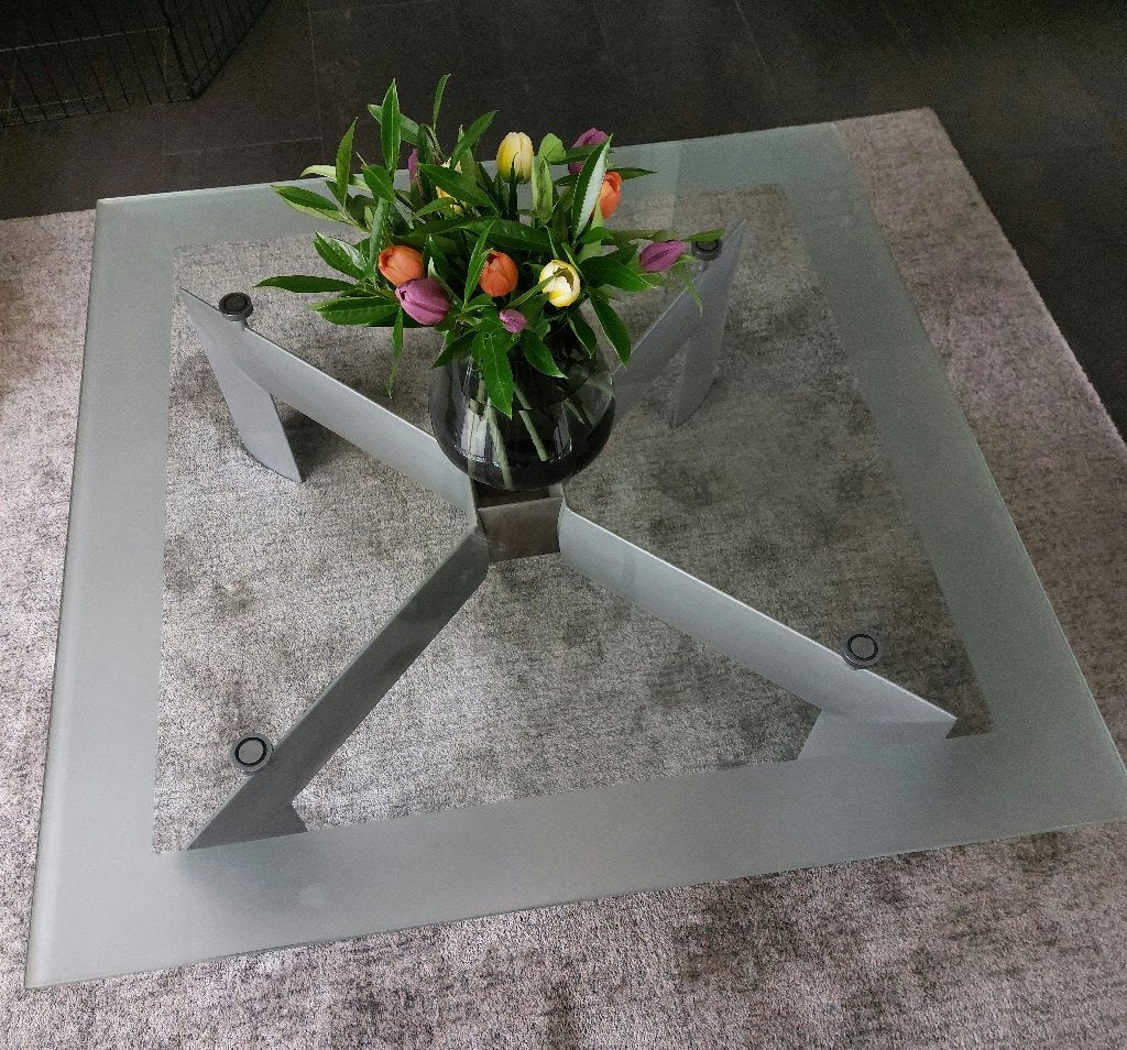 Vierkante glazen salontafel, Ophalen, Gebruikt, Vierkant, Glas