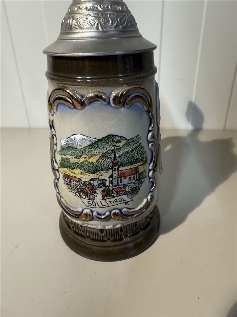 Bierpul met deksel - Vintage King Austria handgemaakt, Ophalen of Verzenden, Zo goed als nieuw, Pul(len), Overige merken