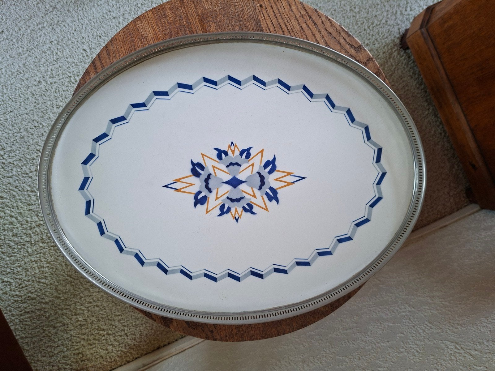 Vintage dienblad met art deco patroon, 45x34 cm, Ophalen of Verzenden