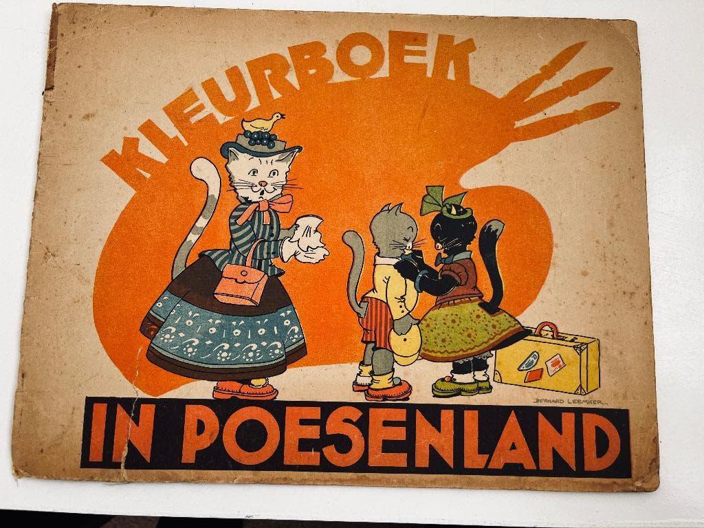 groot antiek Bernard Leemker “ In Poesenland” kleurboek 1960, Ophalen of Verzenden