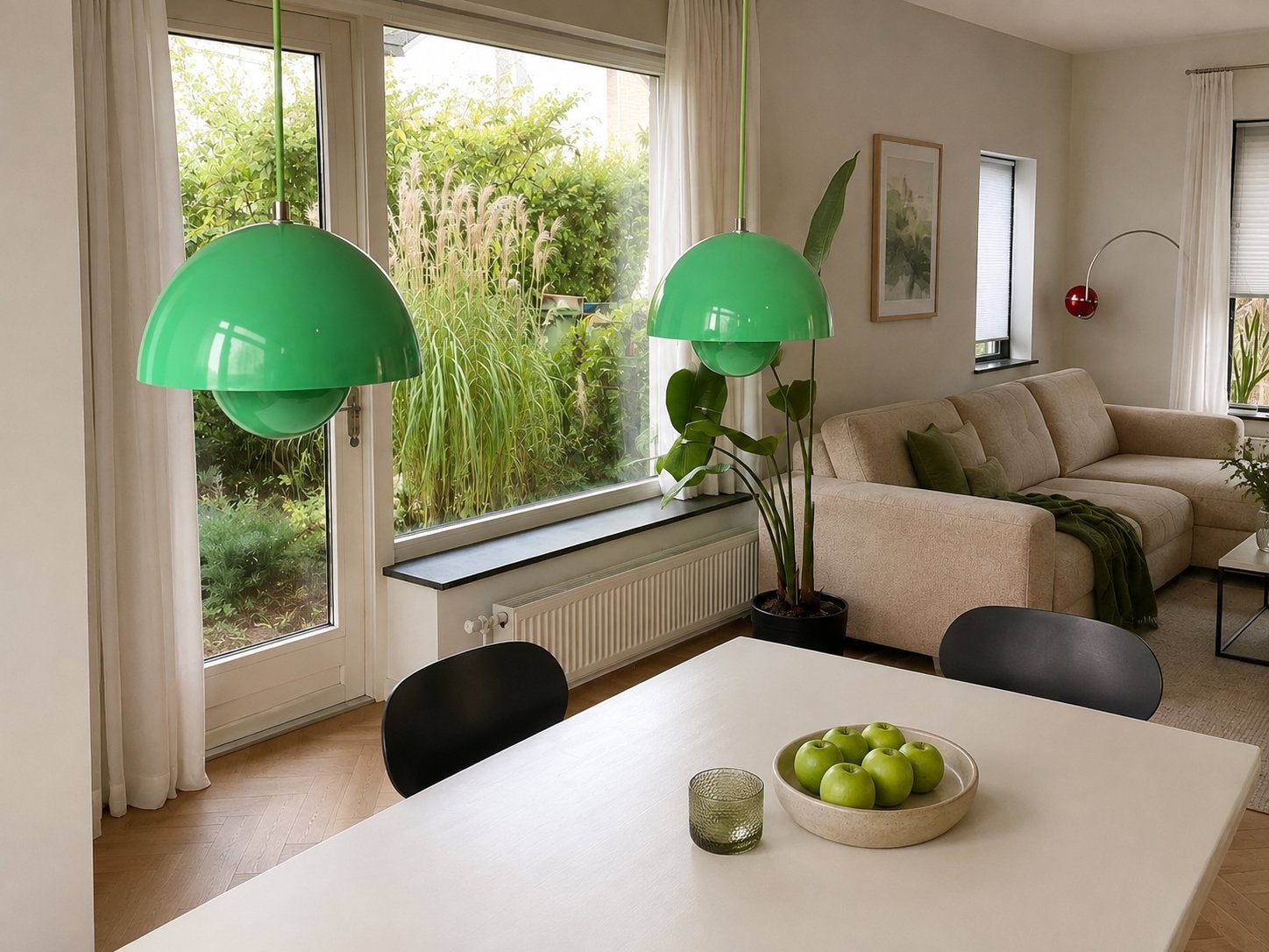 Set van 2 &Tradition Flowerpot VP1 hanglampen Signal Green, Ophalen of Verzenden, Gebruikt, Metaal, E27 (groot)