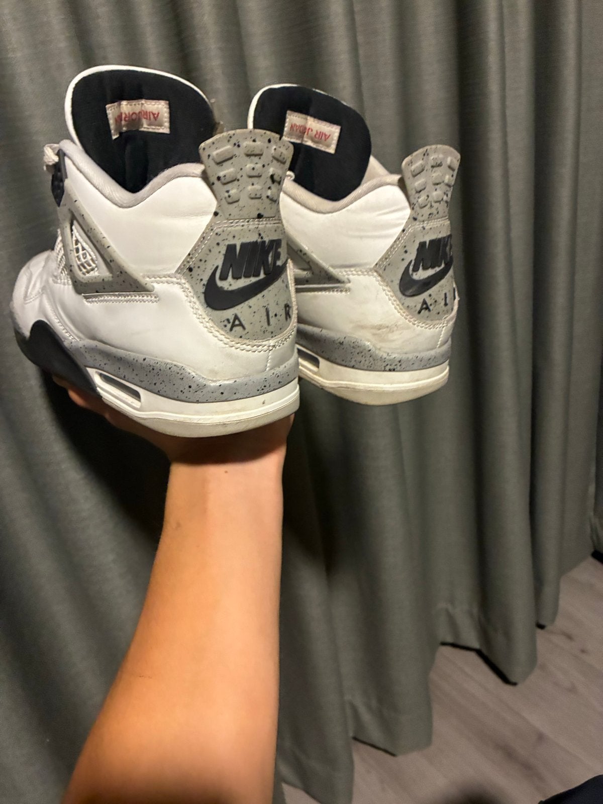 Nike Air Jordan 4 Retro Cement sneakers, Ophalen, Gedragen, Wit, Sneakers of Gympen