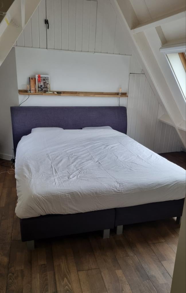 Boxspring met matrassen en hoofdbord 180x210, Ophalen, Gebruikt, 210 cm, Tweepersoons