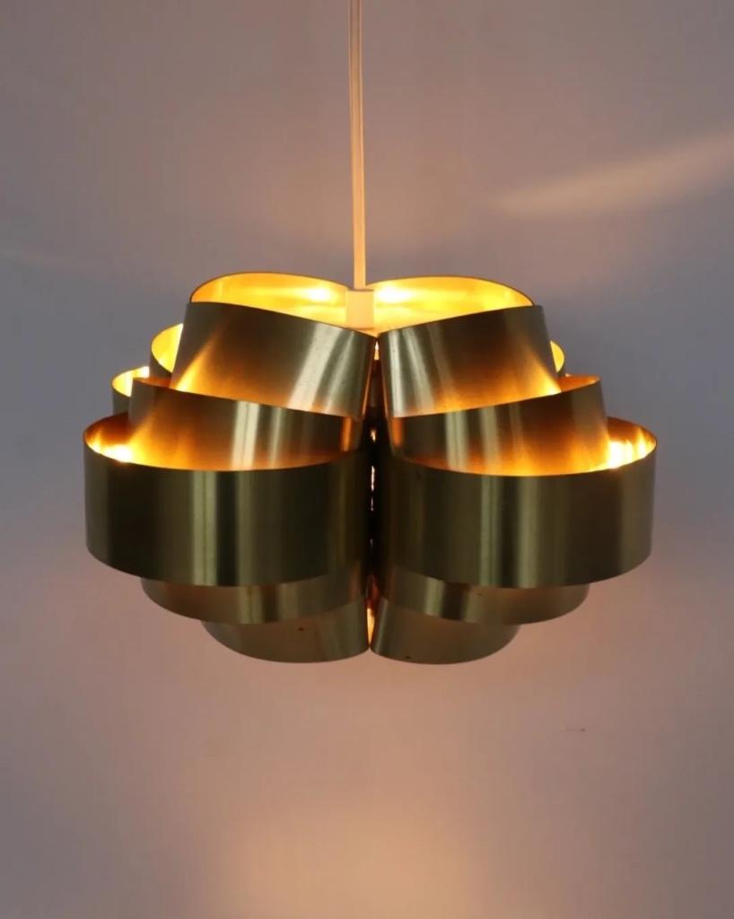 Vintage messing schalenlamp hanglamp Deens design uniek, Huis en Inrichting, Lampen | Hanglampen, Ophalen, Vintage retro midcentury deens design