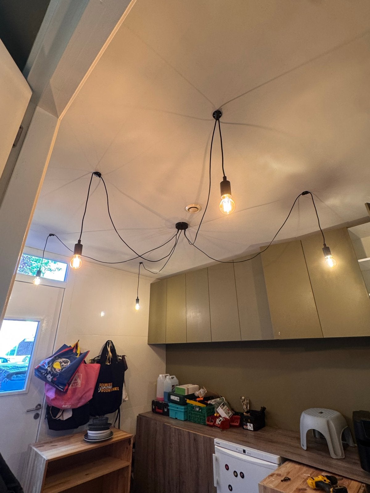 Plafondlamp met 5 losse lichtpunten, Huis en Inrichting, Gebruikt, Modern, Verstelbaar, Zwart
