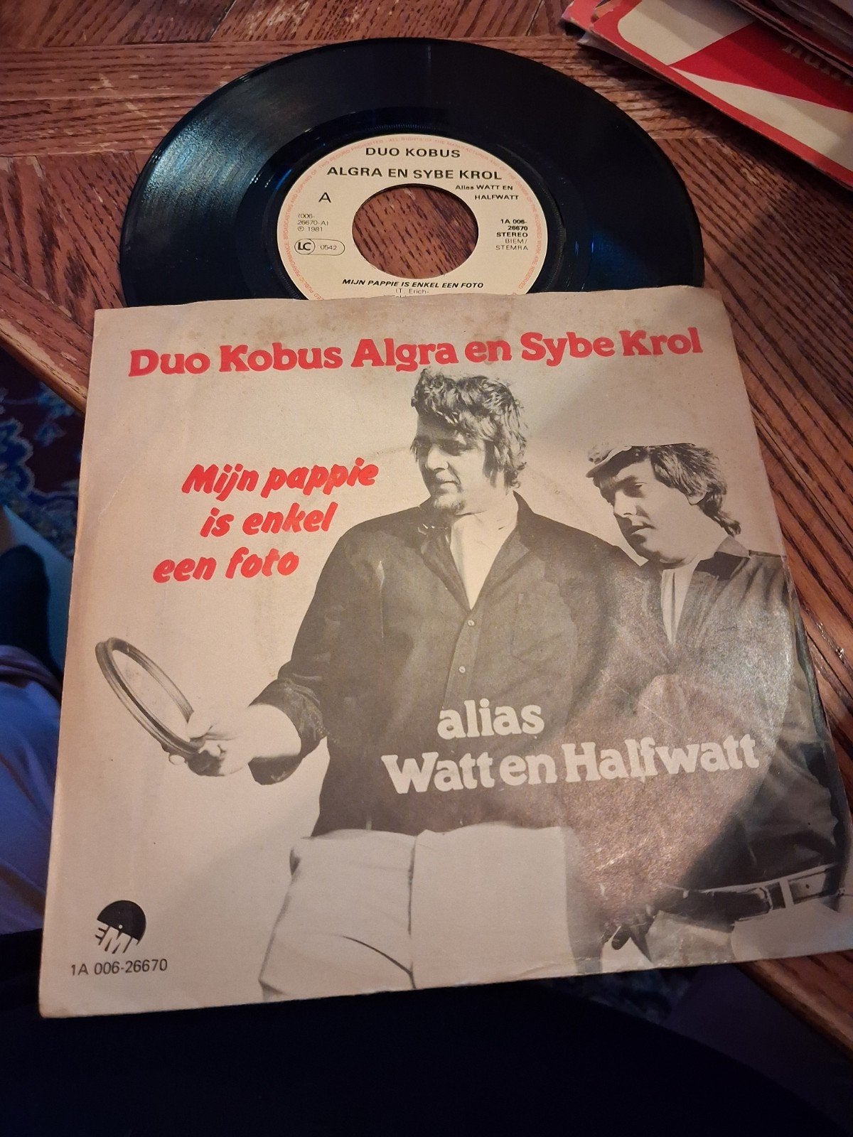 Duo Kobus Algra en Sybe Krol - Mijn pappie is enkel een foto, Cd's en Dvd's, Vinyl | Nederlandstalig, Gebruikt, Fotohoes, 7 inch