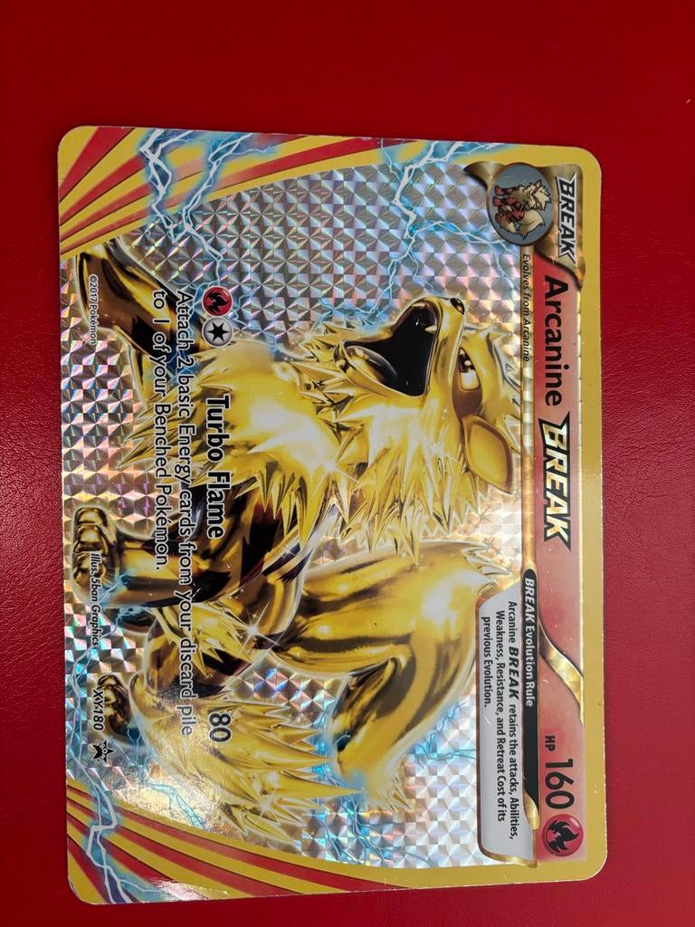 Arcanine BREAK Pokémon Kaart XY-180 - Gouden Foil, Ophalen of Verzenden, Zo goed als nieuw, Losse kaart, Foil