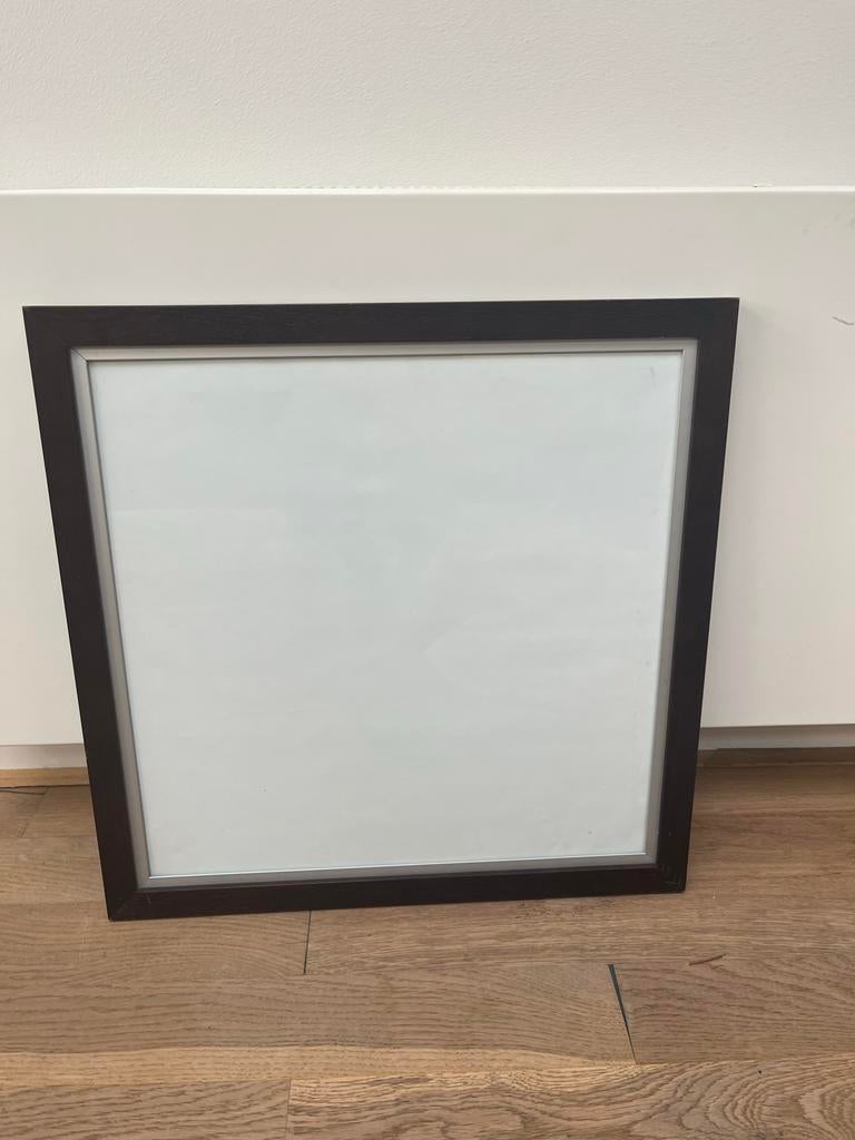 Donkere houten eiken vierkante fotolijst met glas, 55x55cm, Ophalen, 50 tot 75 cm, Zo goed als nieuw, 50 tot 75 cm