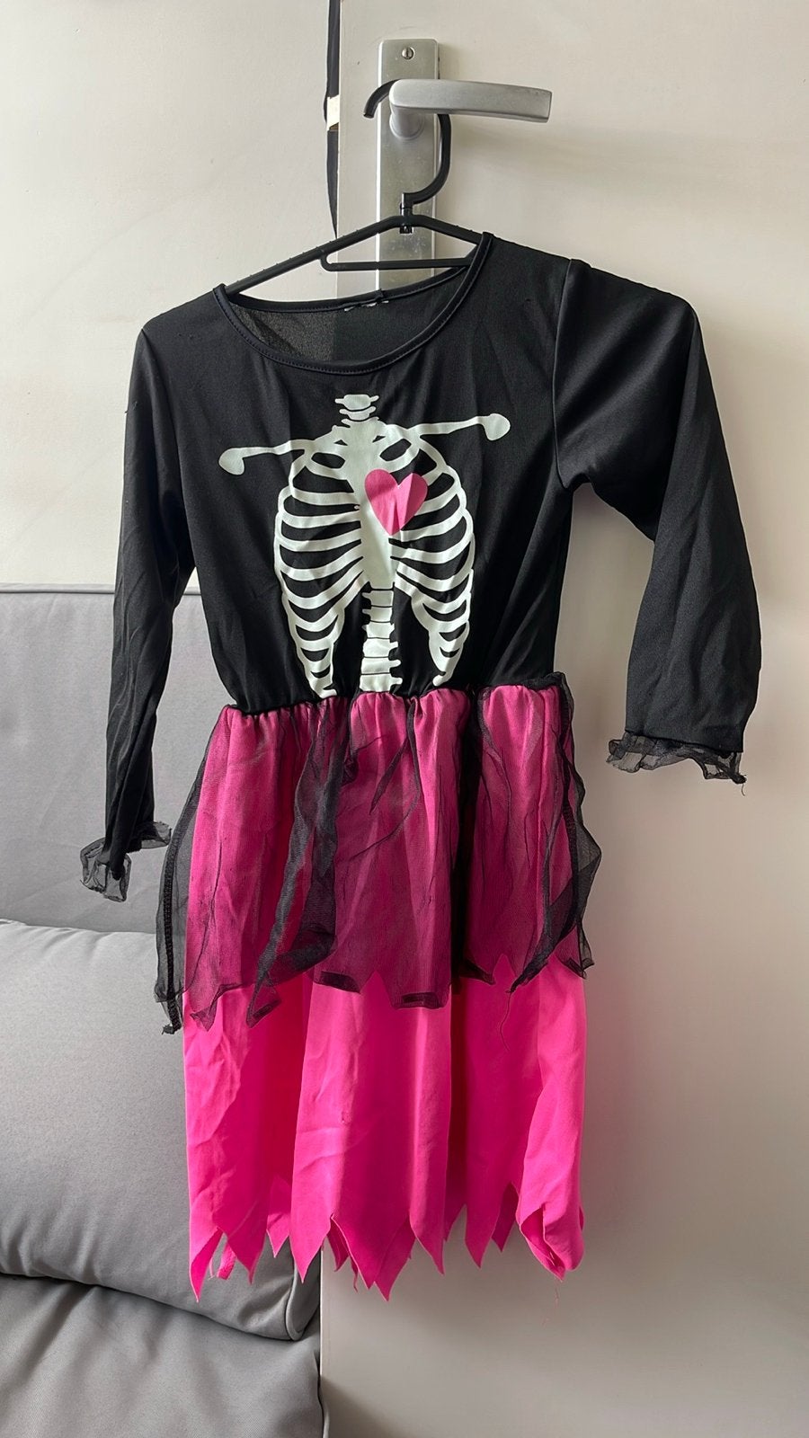 Skelettenjurk met roze tutu - Halloween/Carnaval, Ophalen of Verzenden, Gebruikt, 134 t/m 140, Meisje