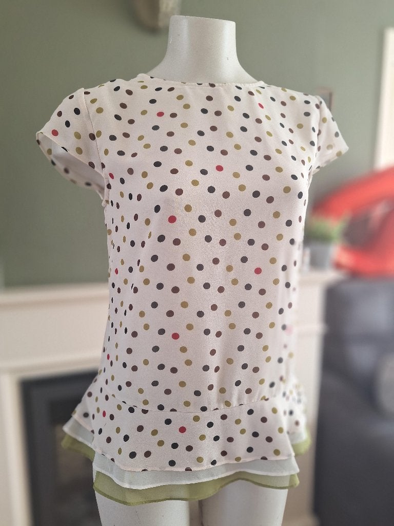 Ted Baker polka dot crème top 1 S 36, Maat 38/40 (M), Overige kleuren, Verzenden, Zo goed als nieuw