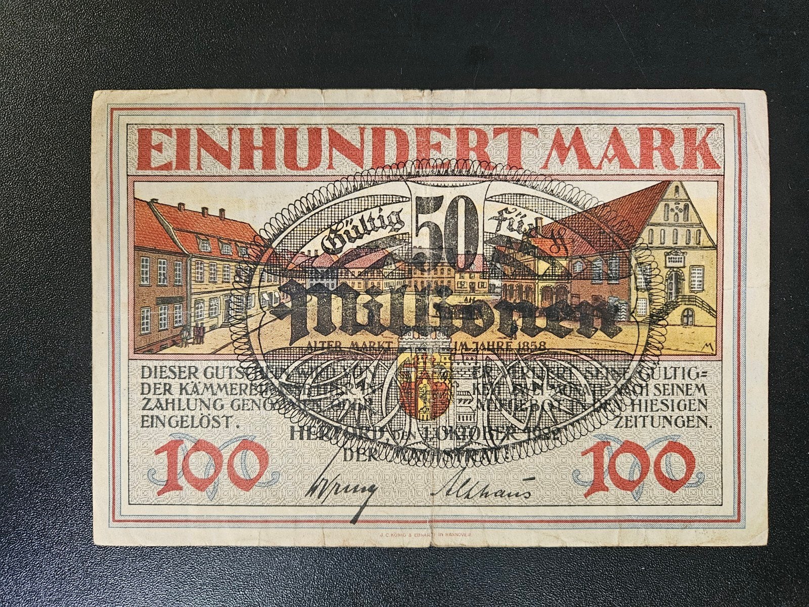 Duitsland Herford Westfalen stadt 1923 50000000 Mark, Ophalen of Verzenden, Duitsland, Los biljet