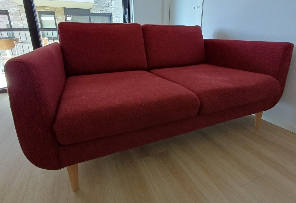 IKEA SMEDSTORP - 2-zitsbank, Lejde/rood/bruin eiken, Ophalen, 150 tot 200 cm, Tweepersoons, 75 tot 100 cm