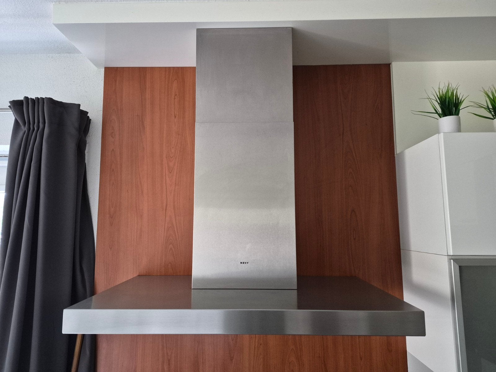 RVS wandschouwafzuigkap merk Novy model Flat'line D7600, Ophalen, Gebruikt, Wandschouwkap, Motor