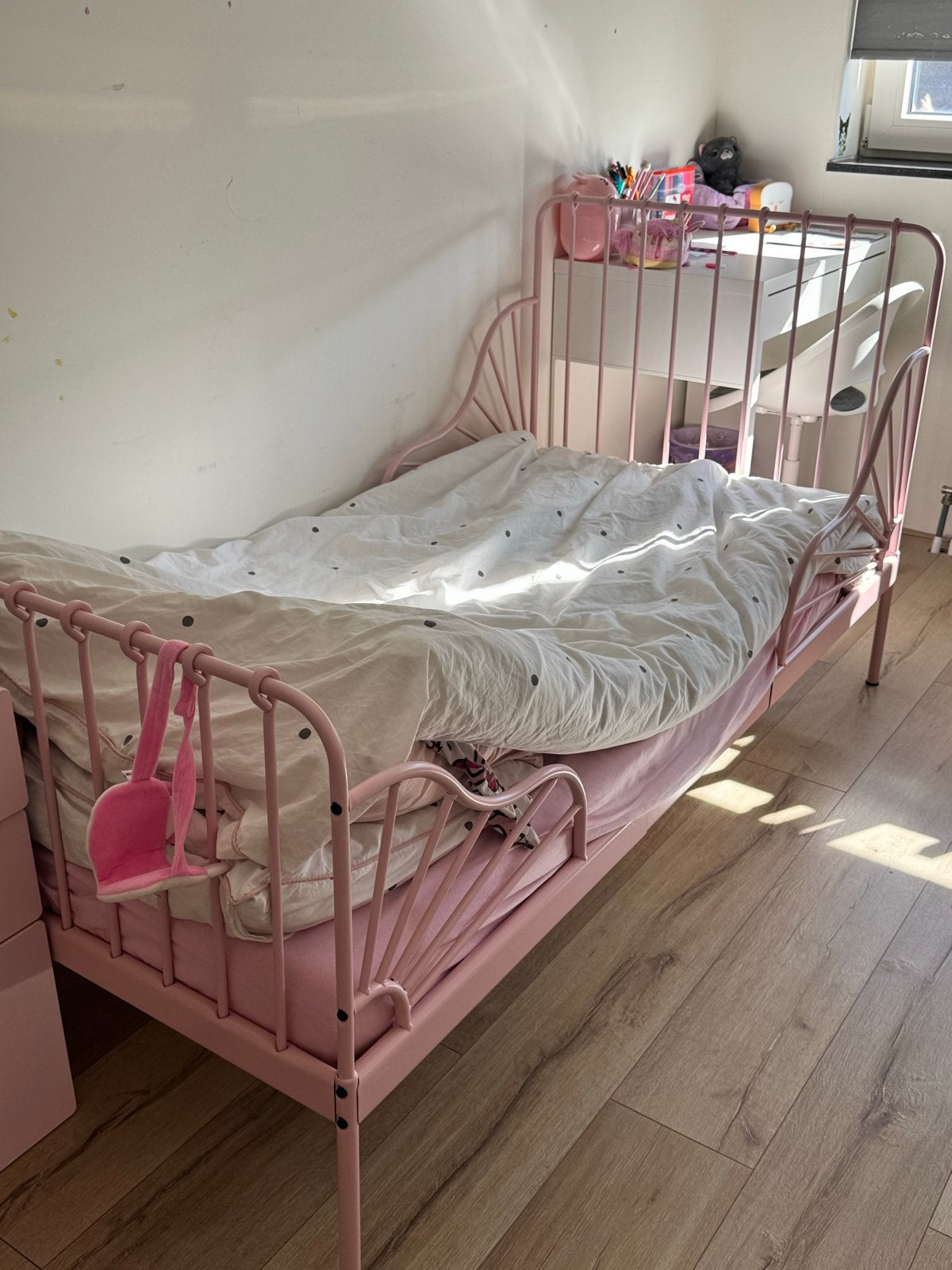 2x Roze IKEA MINNEN Meegroeibed met matras, Ophalen, Zo goed als nieuw, 80 cm, 200 cm