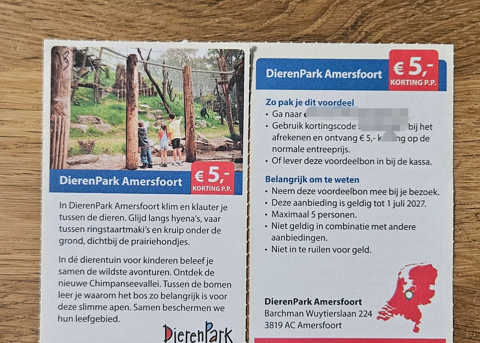 DierenPark Amersfoort. € 5,- korting pp.
