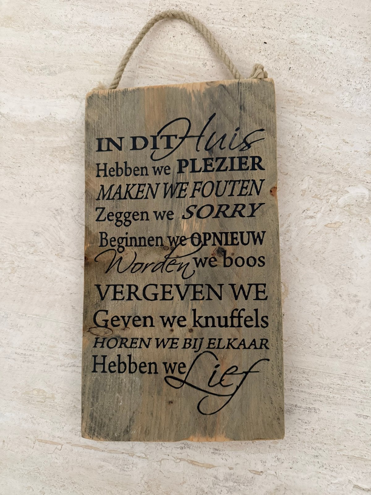 Houten Wandbord met Inspirerende Tekst - Zo Goed als Nieuw, Hout, Ophalen of Verzenden, Zo goed als nieuw, Bruin