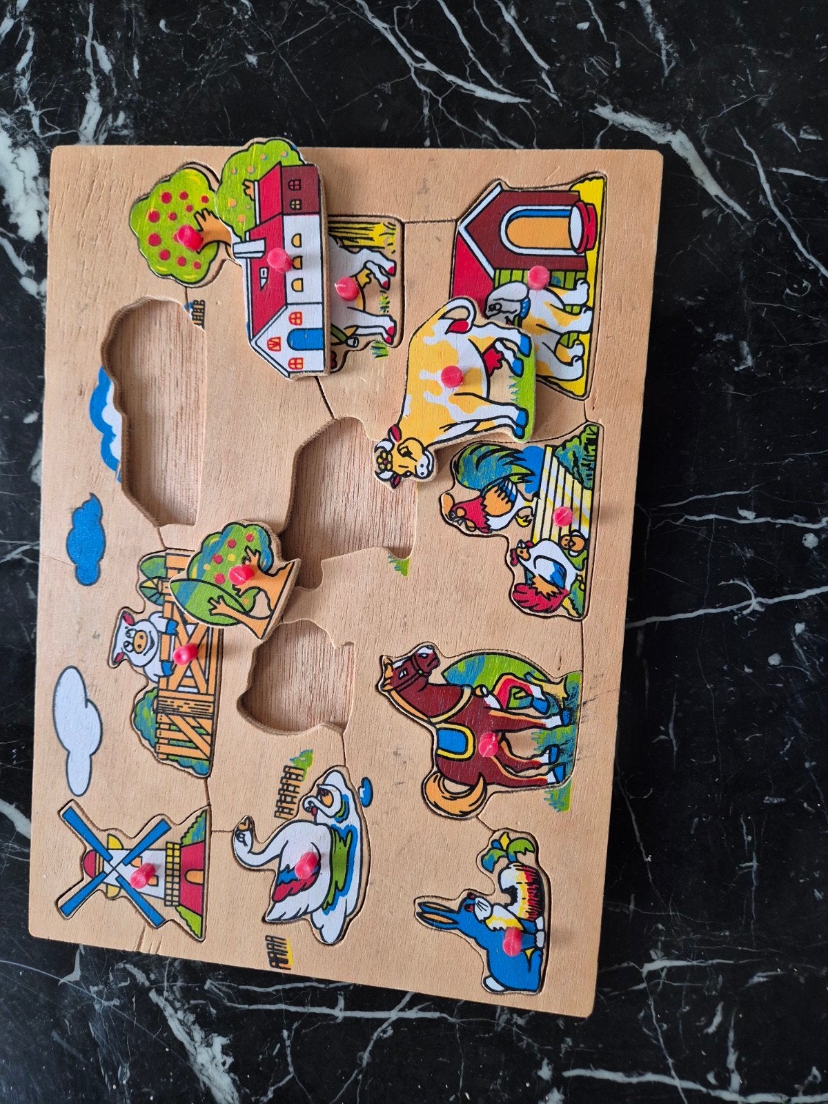 Houten Boerderij Puzzel voor Kinderen, Ophalen, 2 tot 4 jaar, Gebruikt, 10 tot 50 stukjes