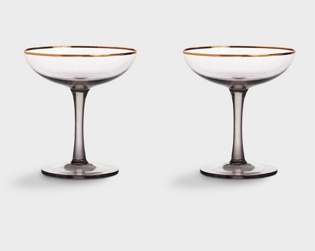 Nieuw &Klevering Amsterdam champagne glas 3 stuks smoked, Glas of Glazen, Nieuw, Ophalen of Verzenden, Glas