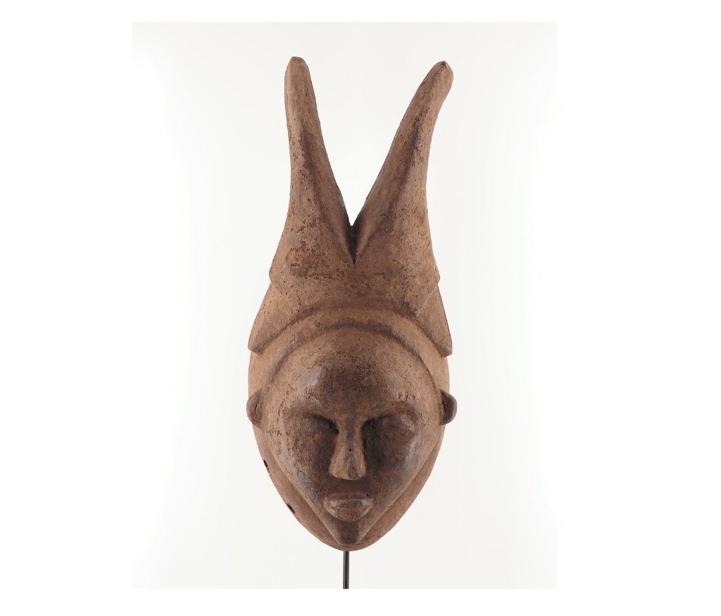 Authentiek Ogoni Elu-Geestmasker Nigeria (260110-53), Hout, Bruin, Afrika, Masker