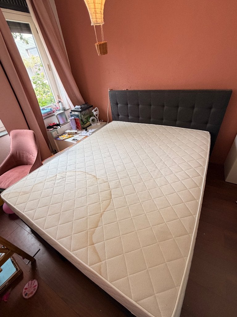 Gratis af te halen boxspring 160 x 200, Huis en Inrichting, Slaapkamer | Bedden, Gebruikt, Tweepersoons, 160 cm, 200 cm, Stof