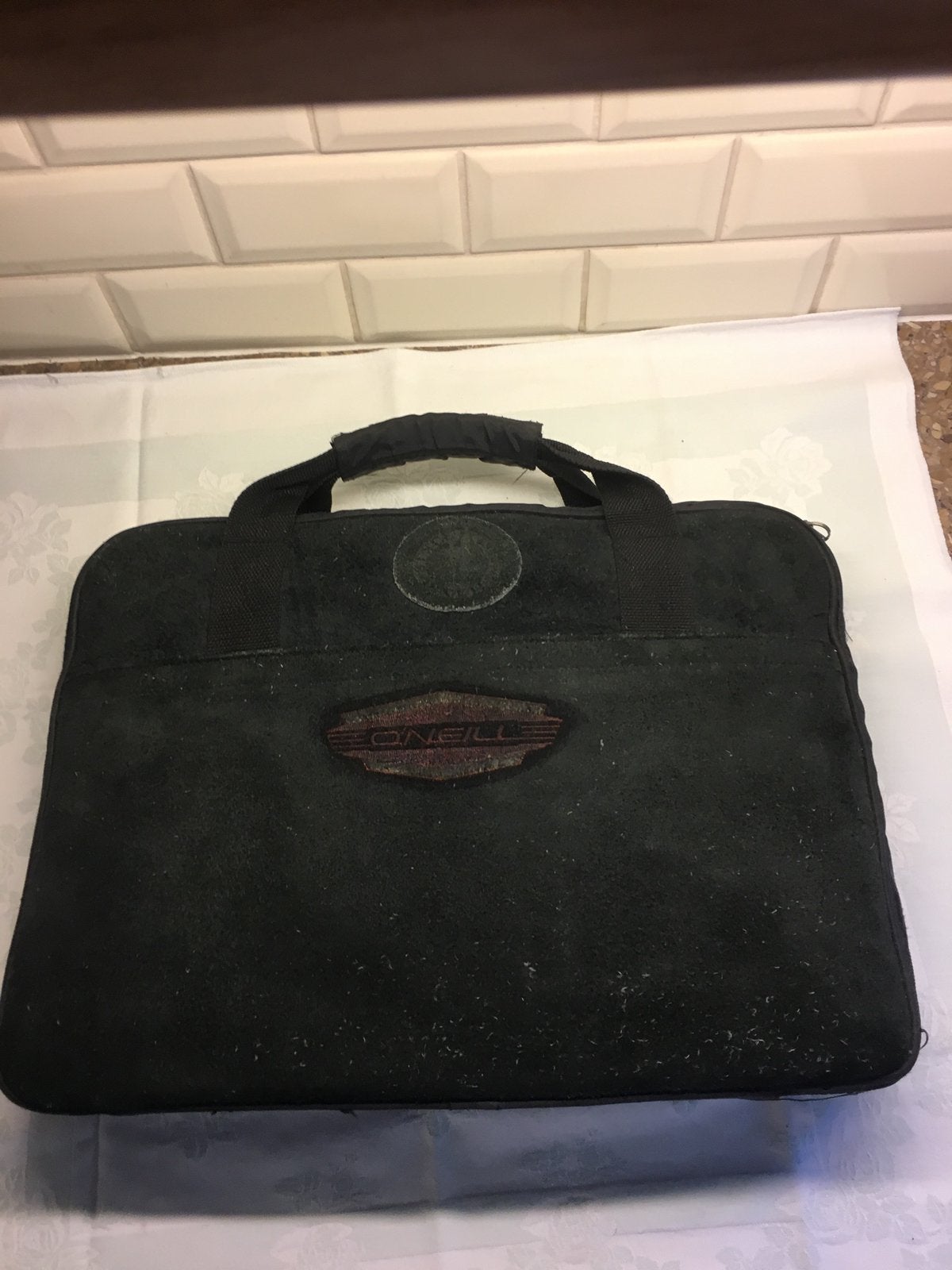 Laptoptas. 1980. ‘O’Neill’ Echt Leder Zwart Suède., Ophalen of Verzenden, 17 inch of meer, Zo goed als nieuw, Aktetas