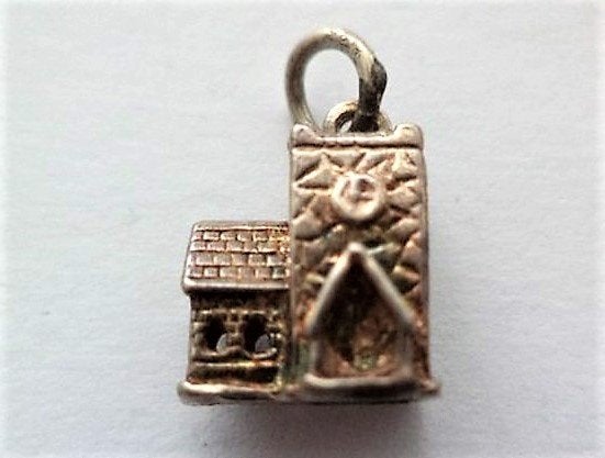 Zilveren vintage hanger bedel Kerkje 3D.  925, Ophalen of Verzenden, Zo goed als nieuw, Zilver, Zilver