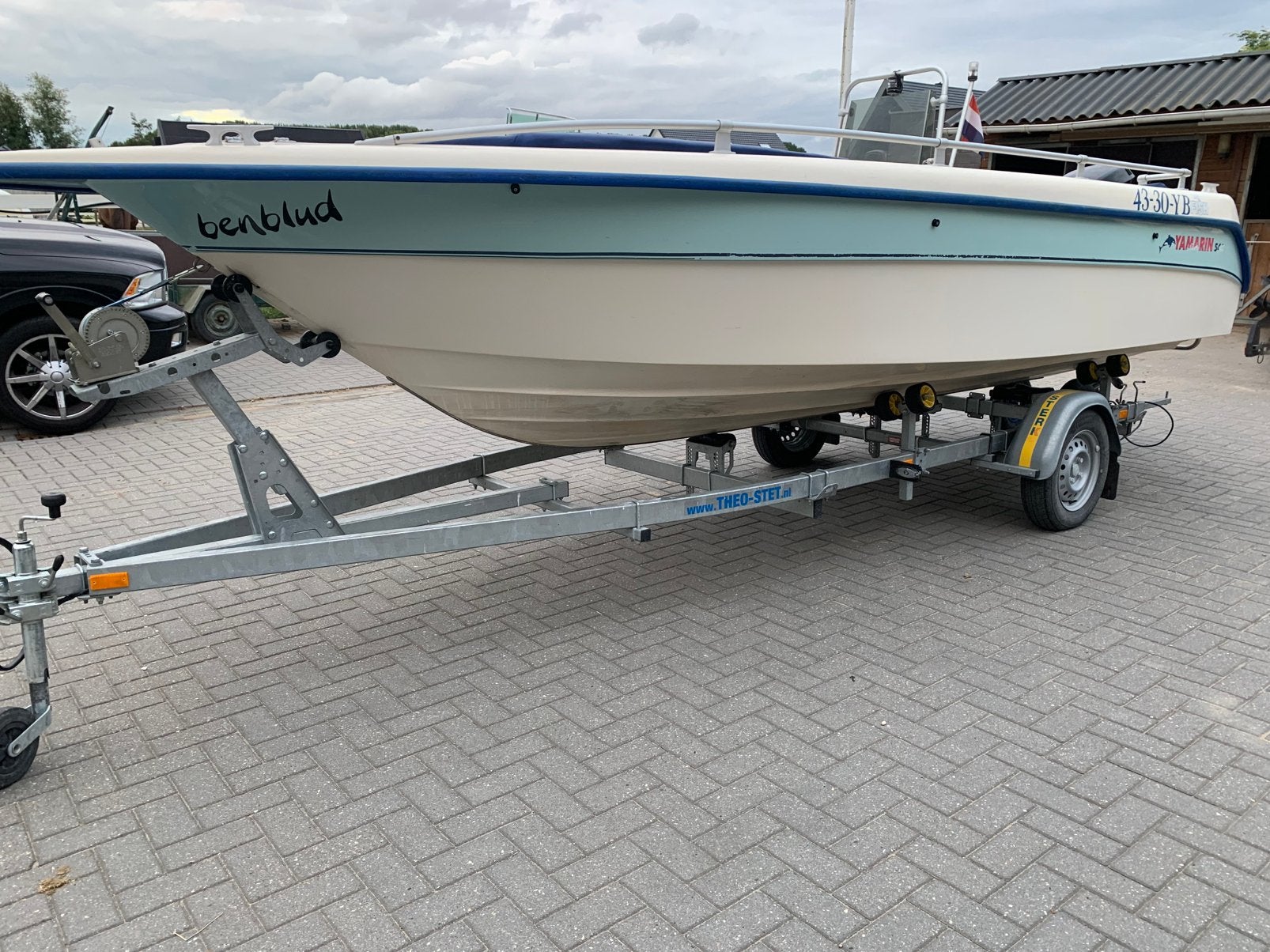 Console boot 540 met 60 pk 4takt en trailer, Ophalen, 60 pk, Met afstandsbediening, Zo goed als nieuw
