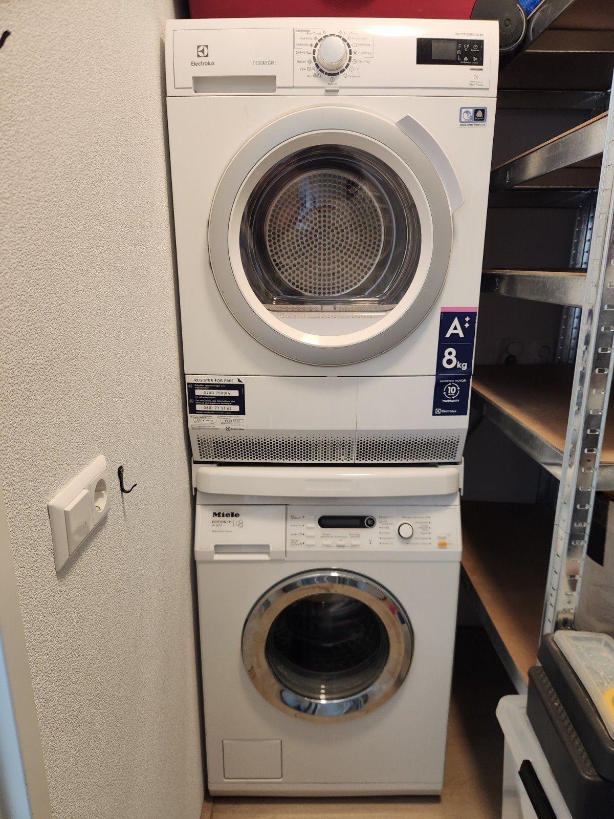 WASMACHINE Miele W5873 (A+++) & DROGER Electrolux EDH3887GNE