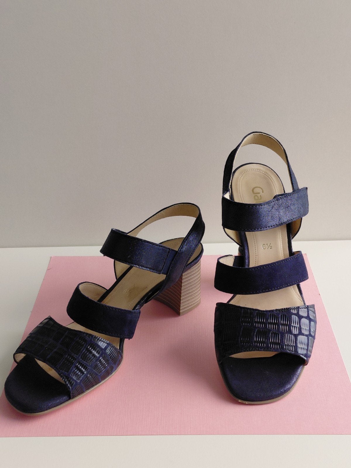 Donkerblauwe leren Gabor sandalen 40, Blauw, Gabor, Zo goed als nieuw, Sandalen of Muiltjes