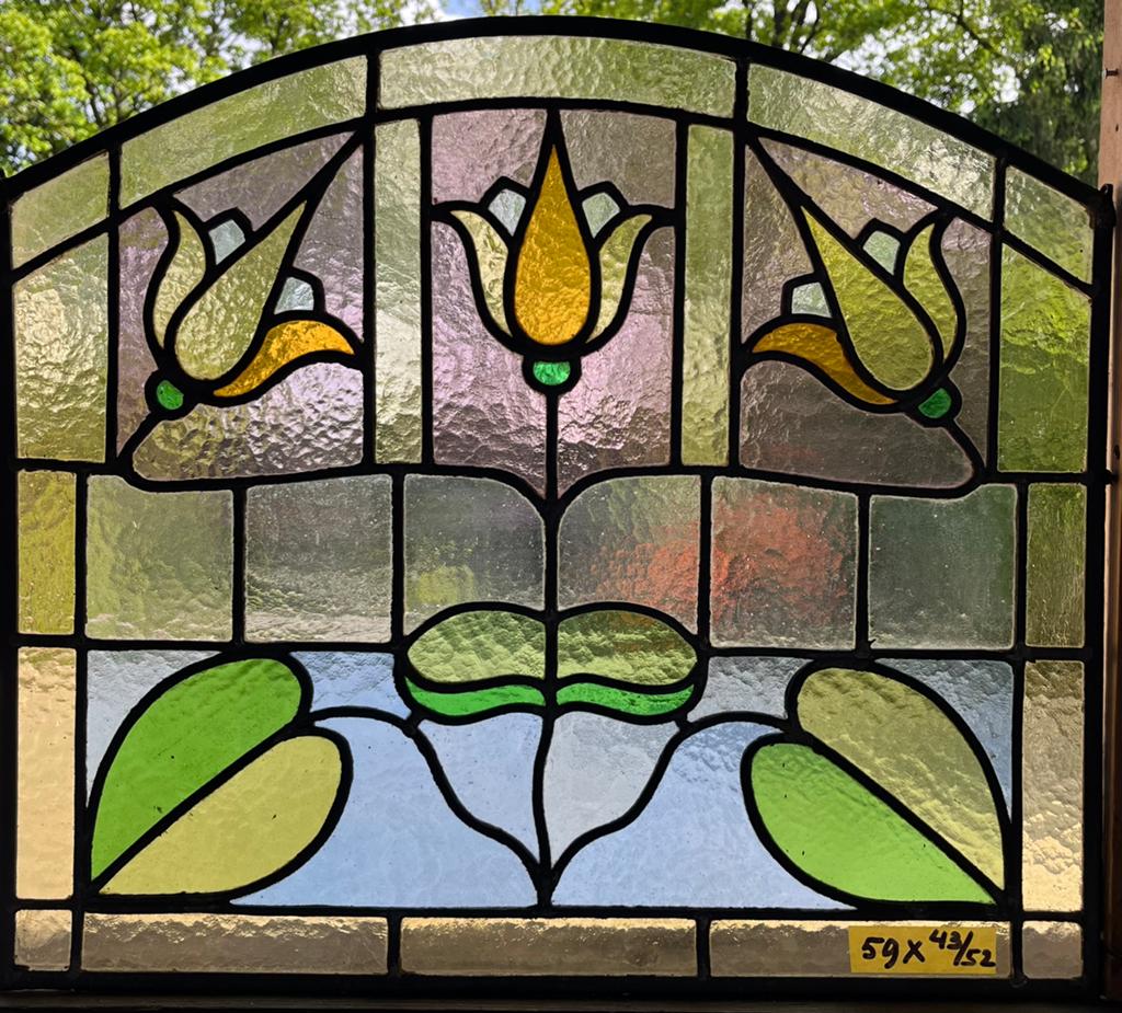 Prachtig Glas in Lood Ramen Art Nouveau, Doe-het-zelf en Verbouw, Glas en Ramen, Gevelraam of Ruit, Gebruikt, Ophalen of Verzenden
