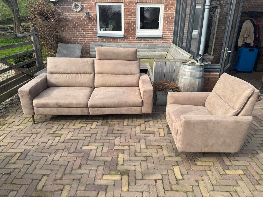 Prominent elektrische tweezits + fauteuil, Huis en Inrichting, Banken | Bankstellen, Ophalen, Kunststof, 150 tot 200 cm, Tweepersoons