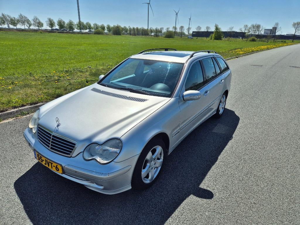 Mercedes-Benz C-Klasse C200 2003 Grijs Stationwagen, Auto's, Euro 6, 4 cilinders, Open dak, 1796 cc