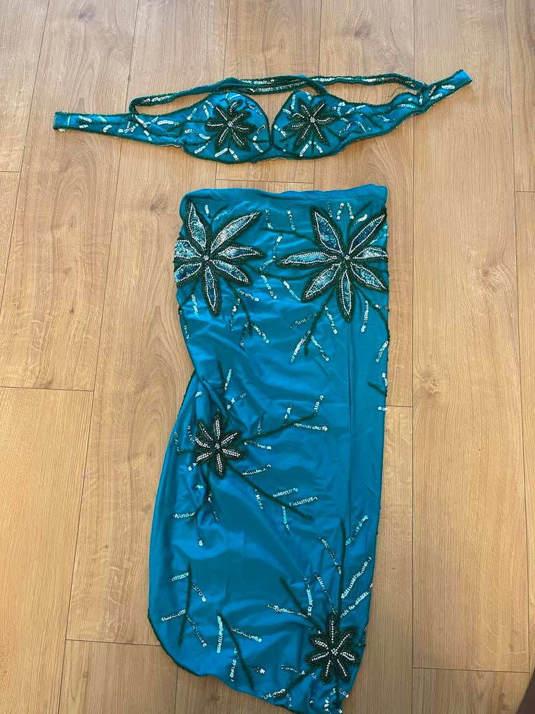 Buikdans/Bellydance Kostuum - blauw met Pailletten, Maat 38/40 (M), Ophalen of Verzenden, Kleding, Overige thema's