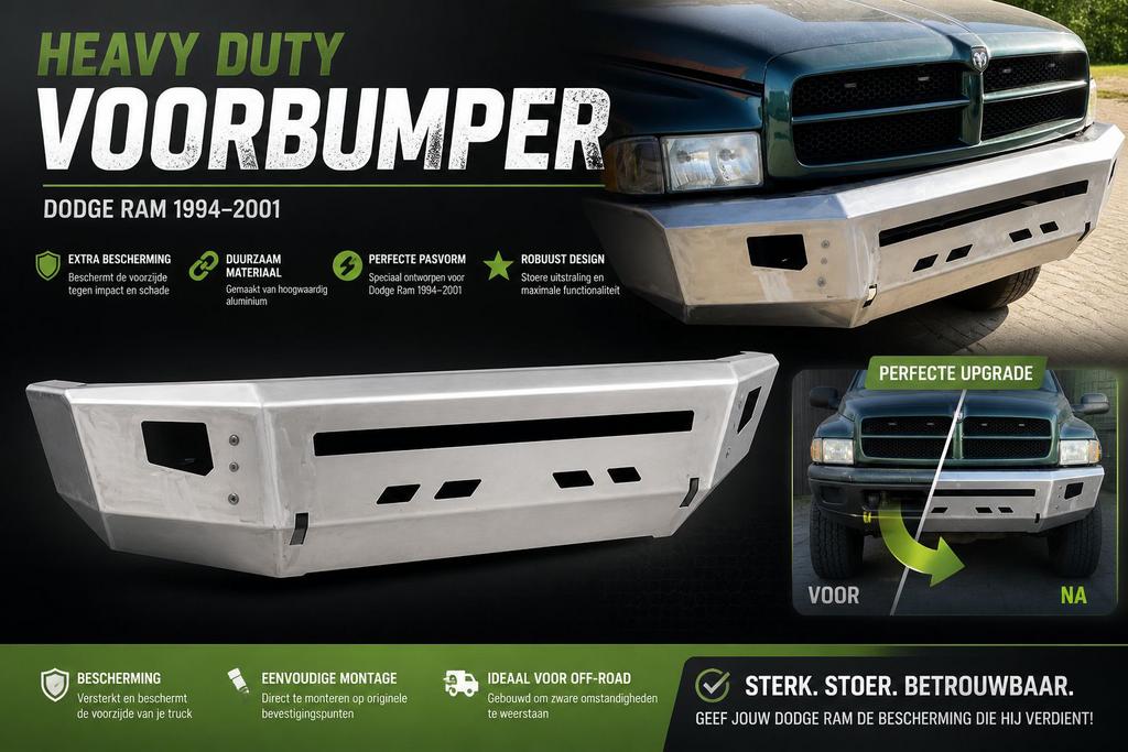 Dodge Ram Voorbumper - Robuuste Stalen Bumper, Auto-onderdelen, Voor, Nieuw, Ophalen of Verzenden, Dodge