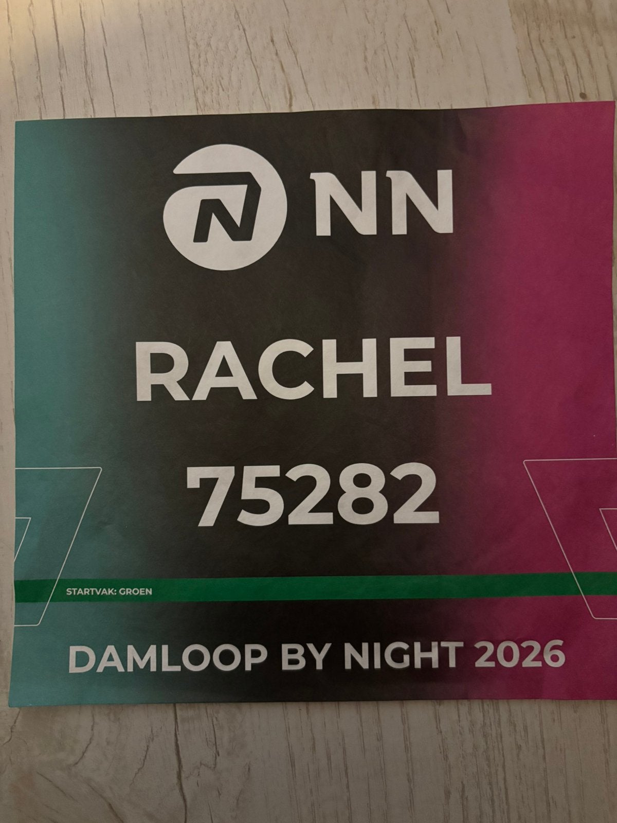 Startbewijs Damloop by night, Eén persoon