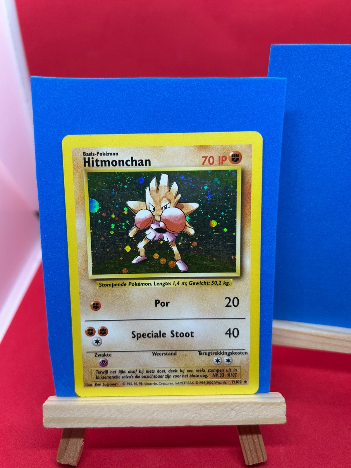 Hitmonchan Holo 7/102 Base Set NL, Ophalen of Verzenden, Zo goed als nieuw