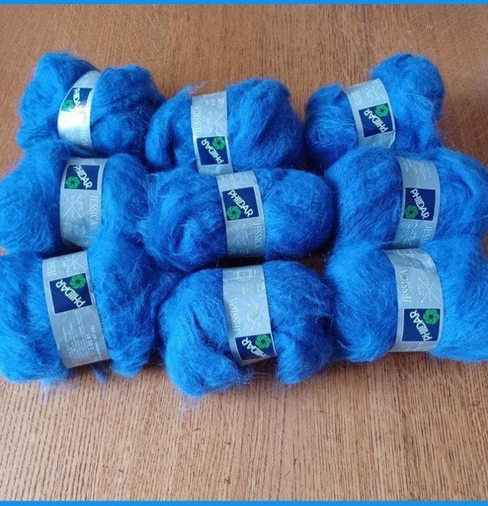 Negen bollen Phildar Jessica wol in blauwe kleur, Ophalen of Verzenden, Nieuw, Breien of Haken, Wol of Garen