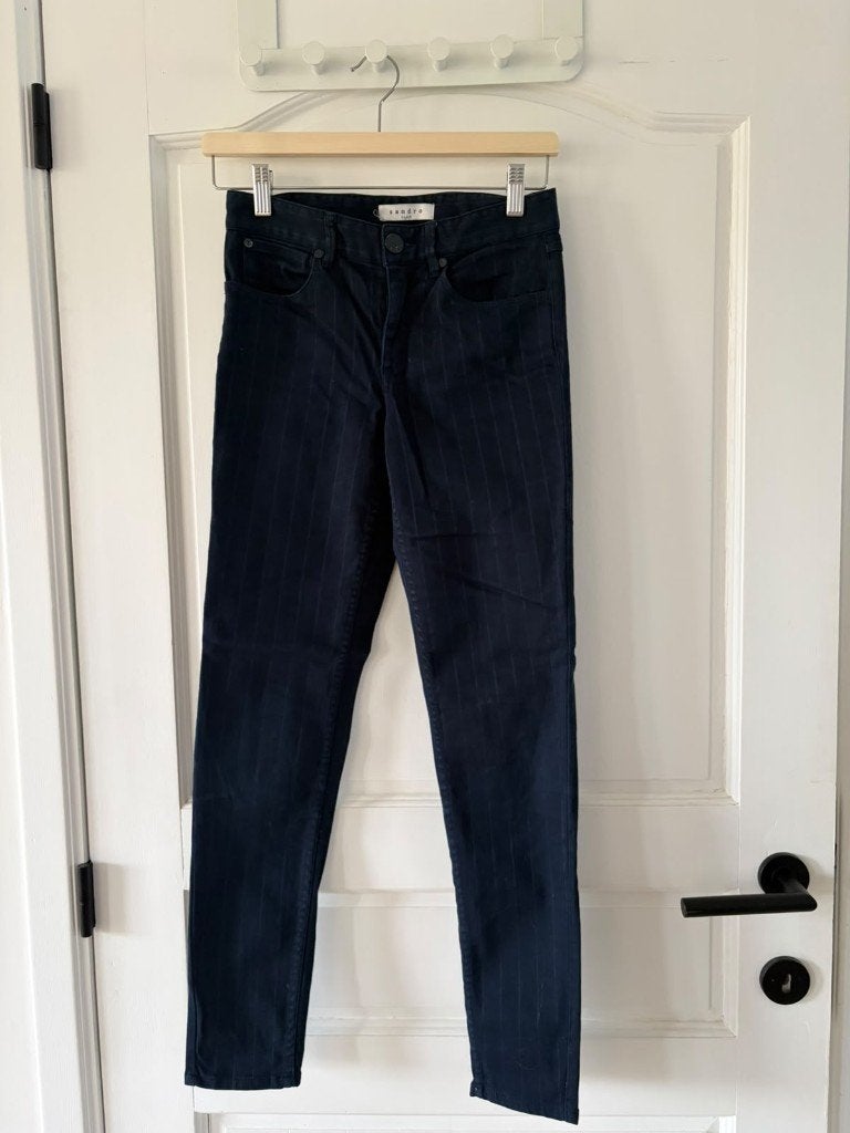 Broek Sandro blauw met streepje Maat 34/XS, Blauw, Sandro, Ophalen of Verzenden, Zo goed als nieuw