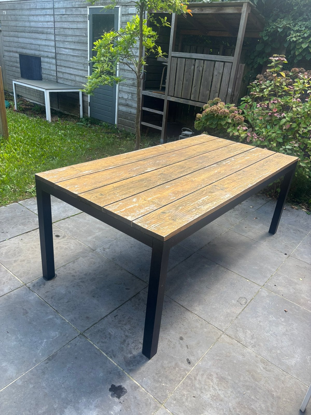 Tuintafel met Douglas houten planken, Tuin en Terras, Ophalen of Verzenden, Gebruikt, Rechthoekig, Hout